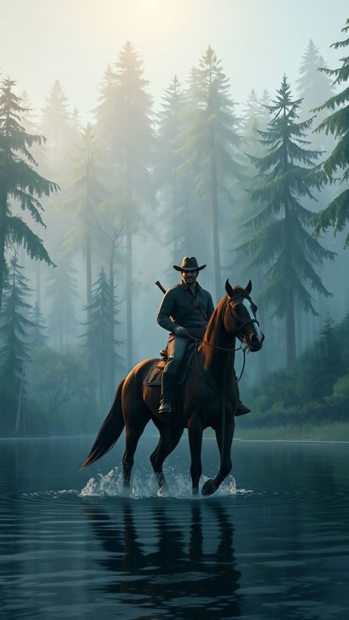 Lone Rider Forest Crossing