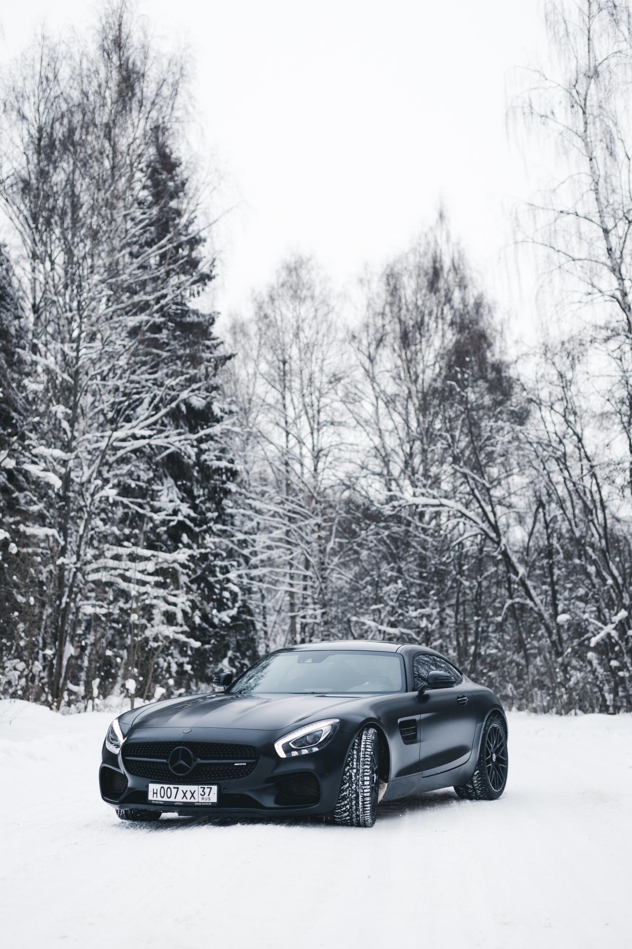 Mercedes in Winter Forest