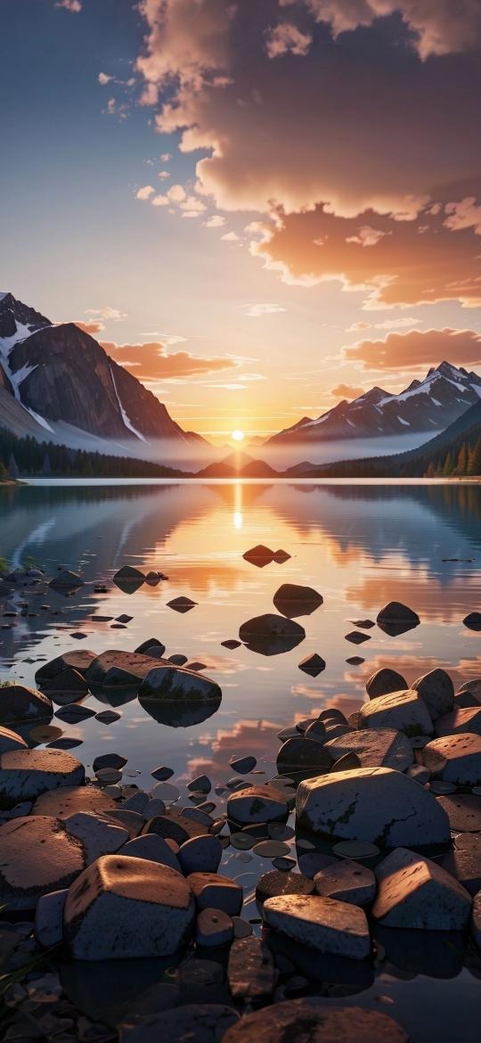 Mountain Lake Sunset View - Related  wallpaper