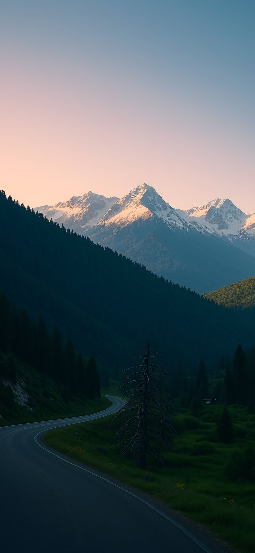 Mountain Road at Sunset