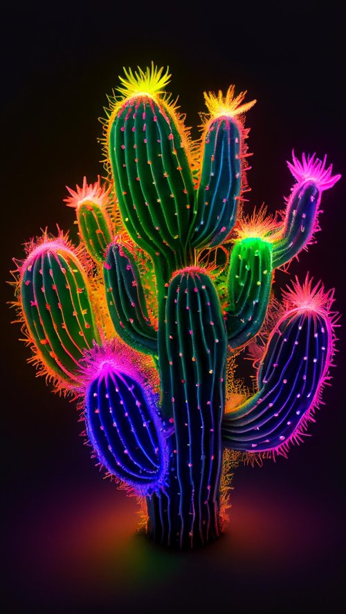 Neon Cactus Bloom - Related Dope Wallpapers wallpaper