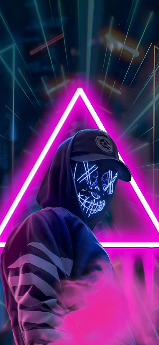 Neon Masked Figure - Related 4K Wallpapers wallpaper