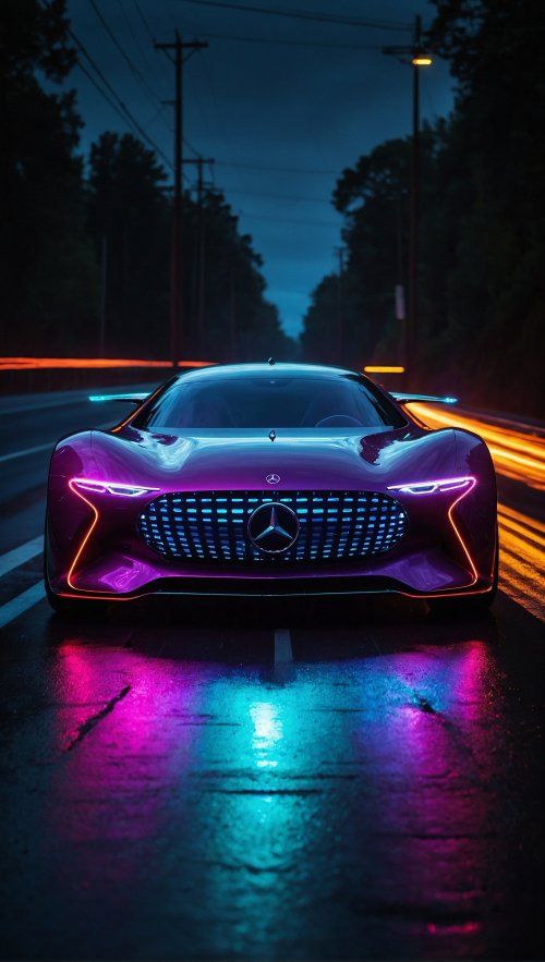 Neon Mercedes Night Drive - mercedes-benz Wallpaper