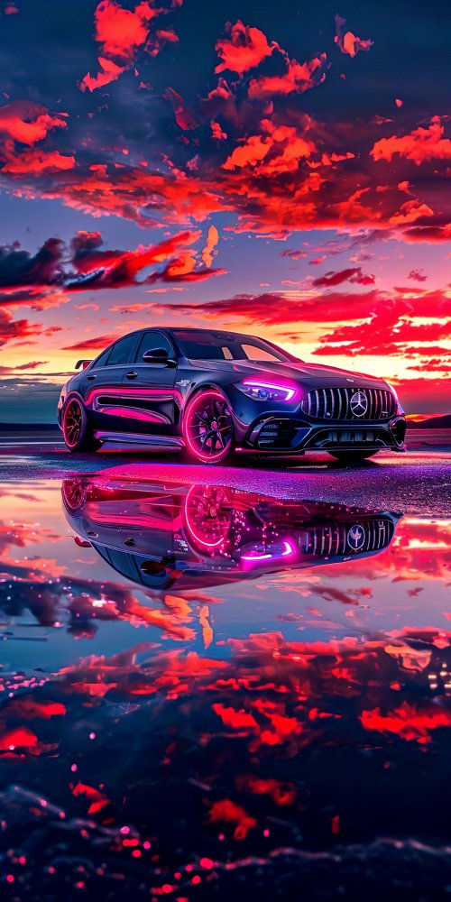 Neon Mercedes Reflection - mercedes-benz Wallpaper