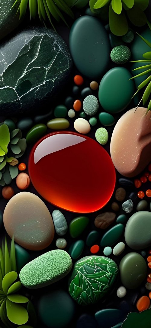 Polished Stones and Plants - Related 4K Wallpapers wallpaper
