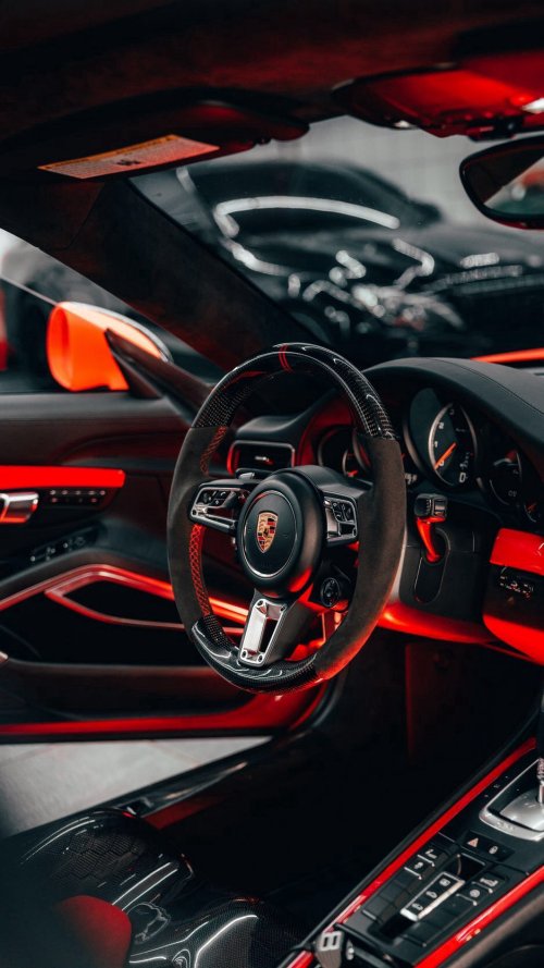 Porsche Interior Red Glow - Related 4K Wallpapers wallpaper