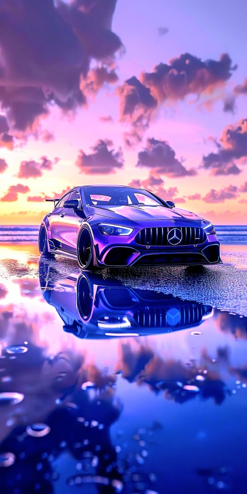 Purple Mercedes Beach Sunset - Related Ghetto Wallpapers wallpaper