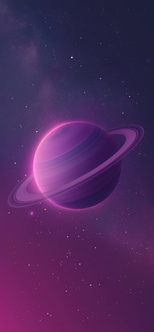 Purple Ringed Planet - Space Wallpaper