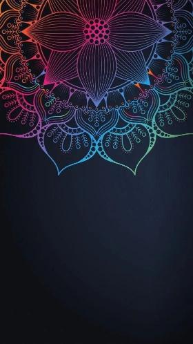 Rainbow Mandala on Black - Related Dark Wallpapers wallpaper