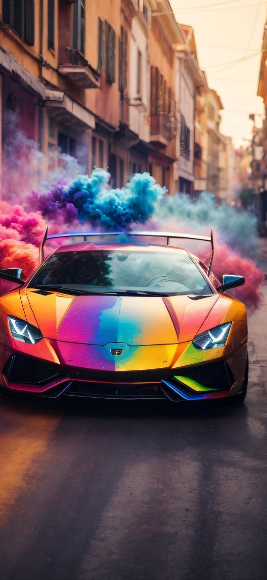 Rainbow Smoke Lamborghini - Related Dark Wallpapers wallpaper