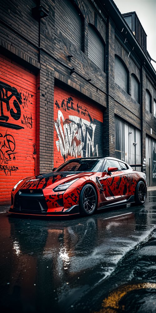 Red Graffiti Nissan GTR - Related Dope Wallpapers wallpaper