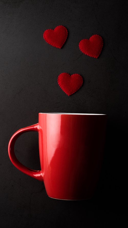 Red Mug and Hearts