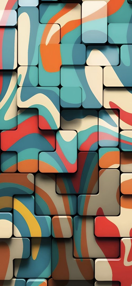 Retro Block Wave Pattern - Retro Wallpaper