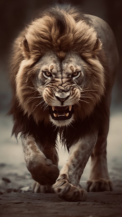 Roaring Lion Approaching - lion Wallpaper