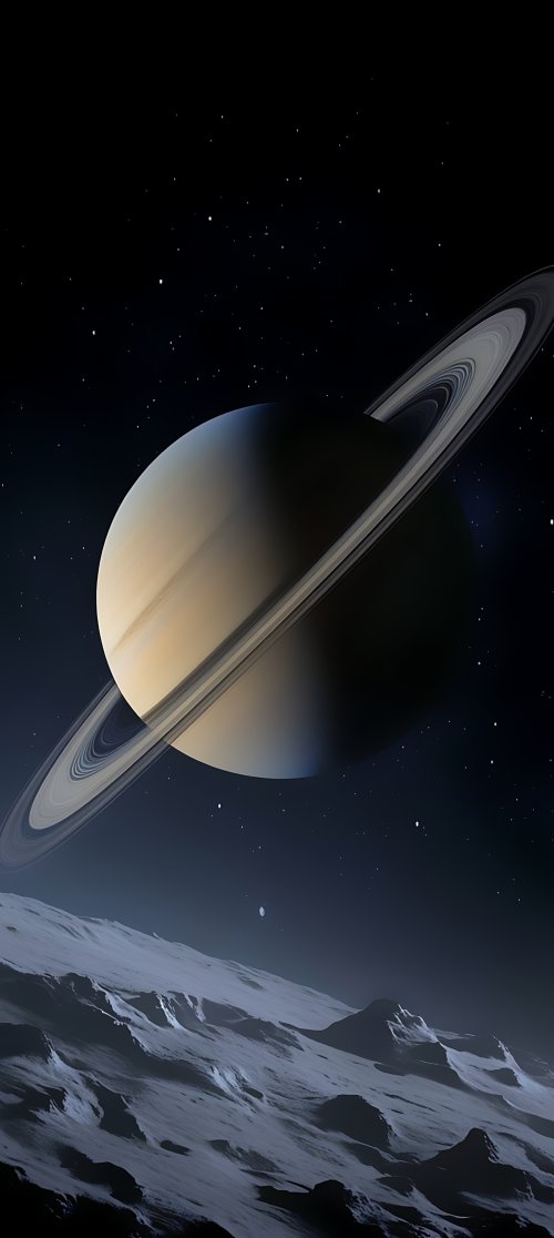 Saturn From Distant Moon - Space Wallpaper