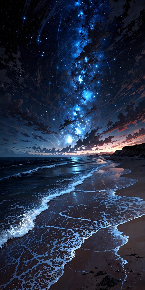 Starry Beach Night - beach Wallpaper