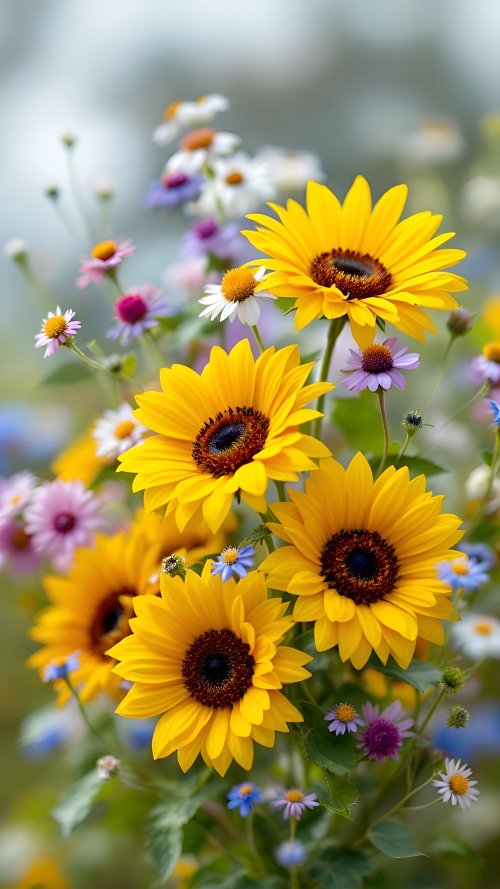 Sunflower and Wildflower Bouquet