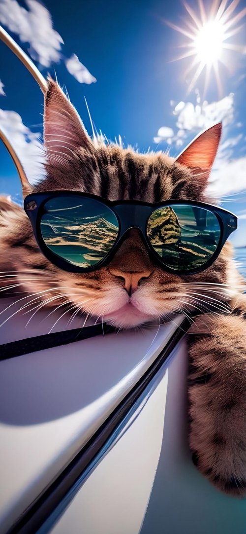 Sunglasses_Cat_Boat_Trip - Related Dope Wallpapers wallpaper