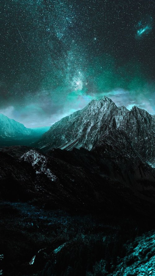 Teal Mountain Starscape - Related Dope Wallpapers wallpaper
