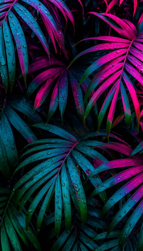 Tropical Neon Leaves