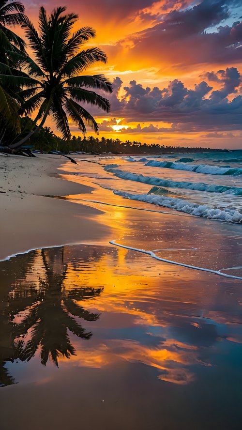 Tropical Sunset Beach - beach Wallpaper