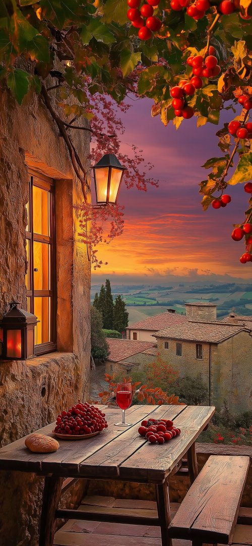 Tuscan Sunset Feast - Related Dope Wallpapers wallpaper