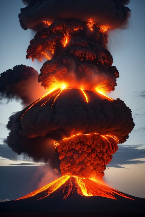 Volcanic Eruption at Dusk