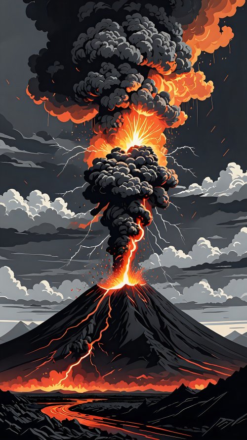 Volcanic Eruption Wallpaper Art