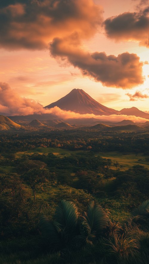 Volcanic Sunset Landscape