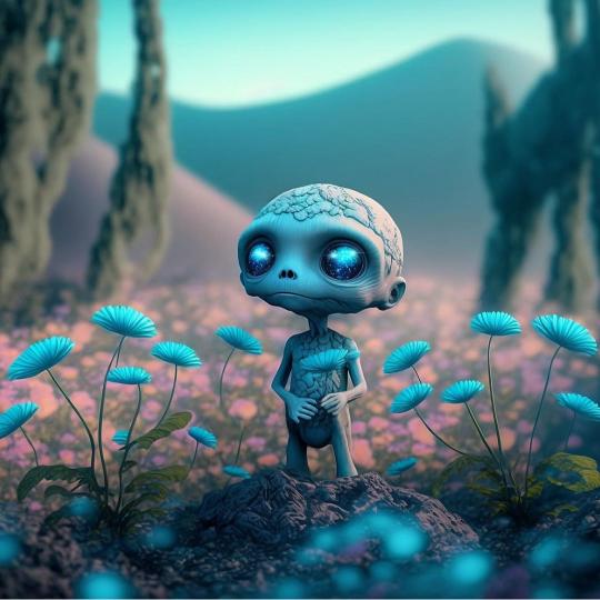 Alien in Flower Field - Related Anime Wallpapers wallpaper