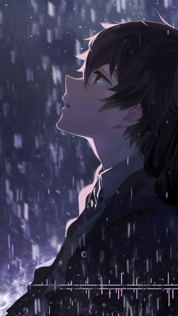 Anime Boy in Rain - Related Anime Wallpapers wallpaper