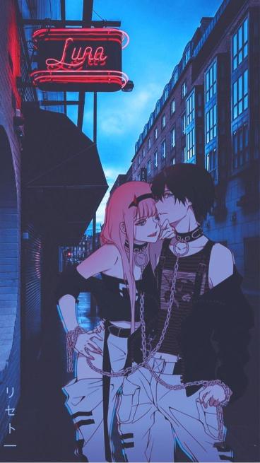 Anime Couple Neon Alley - Related Anime Wallpapers wallpaper