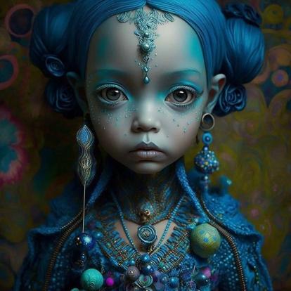 Blue Alien Child Portrait - Related Dark Wallpapers wallpaper