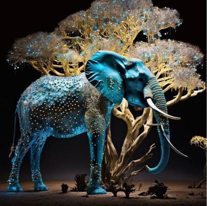Celestial Blue Elephant - Related Dark Wallpapers wallpaper