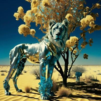 Chrome Lion Desert - Related 4K Wallpapers wallpaper