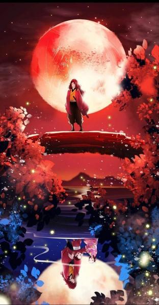 Crimson Moon Reflection - Related Anime Wallpapers wallpaper