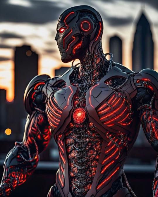 Cybernetic Warrior Cityscape - Related Dark Wallpapers wallpaper