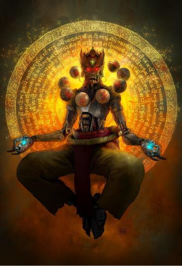 Cyberpunk Buddha Meditation