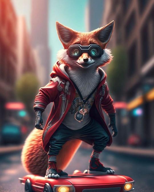 Cyberpunk Fox on Car