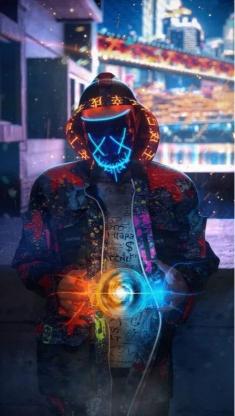 Cyberpunk Masked Figure - Related Dark Wallpapers wallpaper