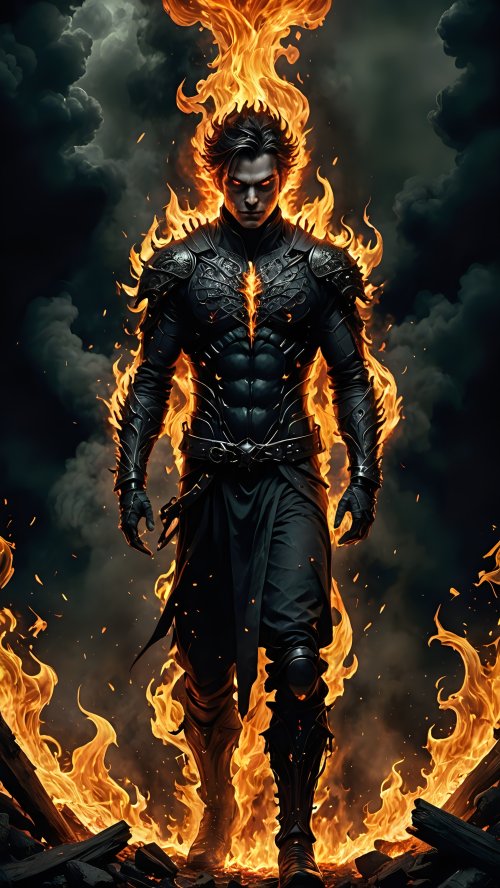 Fiery Dark Knight - Anime Wallpaper