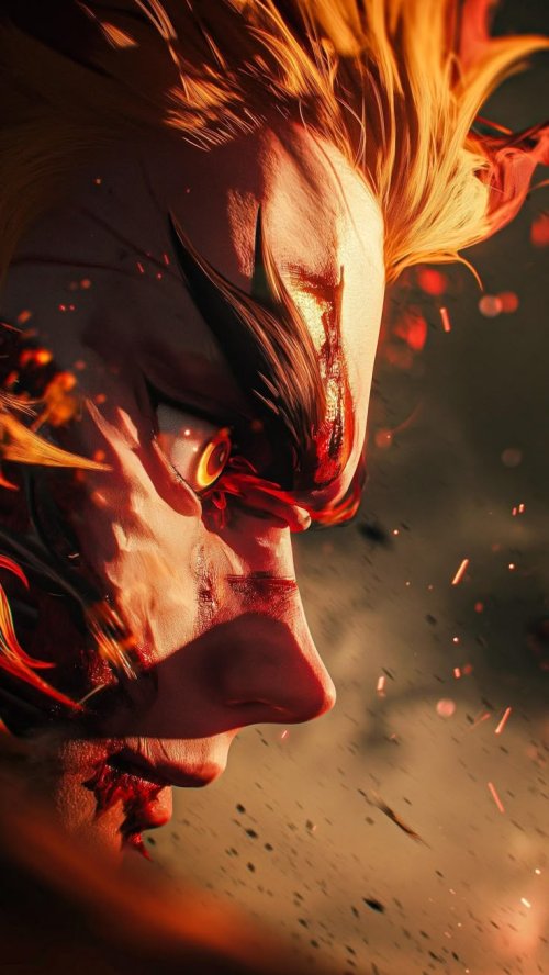 Fiery Warrior's Profile View - Related Anime Wallpapers wallpaper