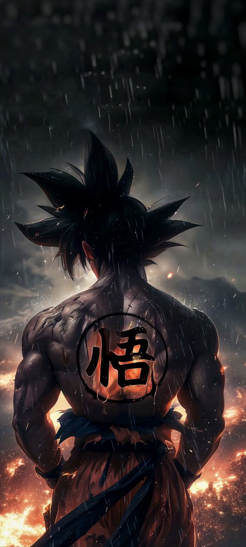 Goku's Fiery Resolve - Anime Wallpaper