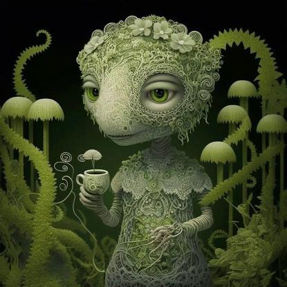 Green Alien Tea Time - Related Anime Wallpapers wallpaper