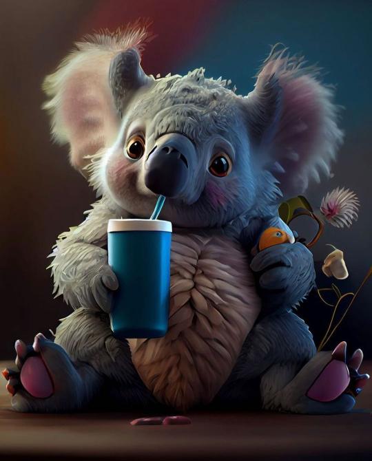 Koala Sipping Drink - Related Anime Wallpapers wallpaper