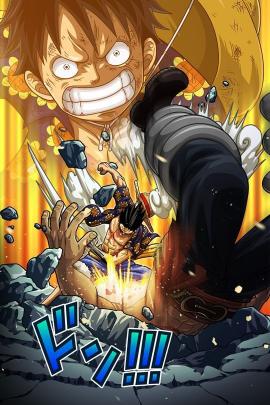 Luffy's Fierce Attack - Related Anime Wallpapers wallpaper