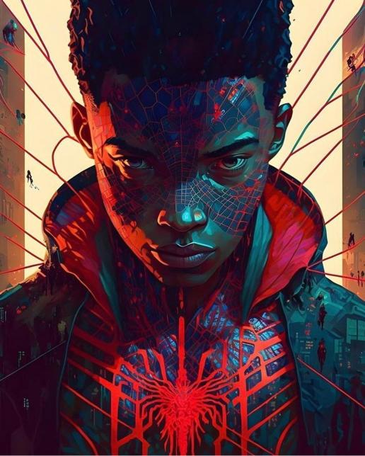 Miles Morales Cyberpunk Portrait