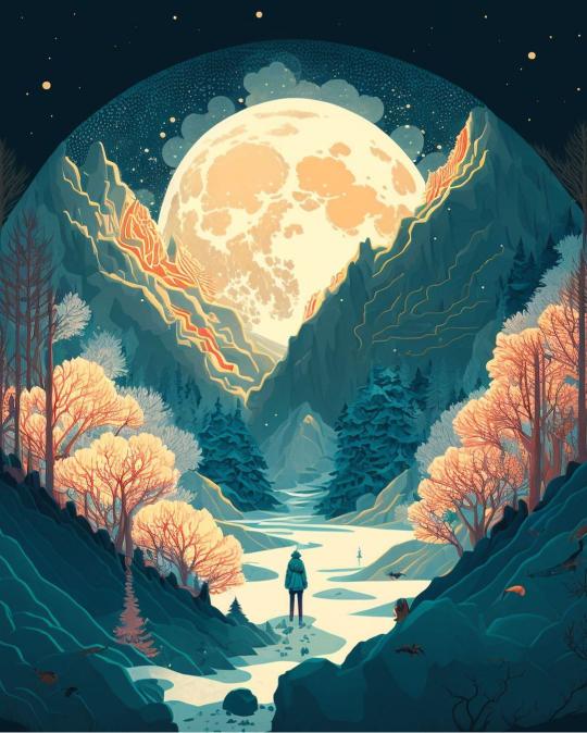 Moonlit Mountain Wanderer - Related Anime Wallpapers wallpaper