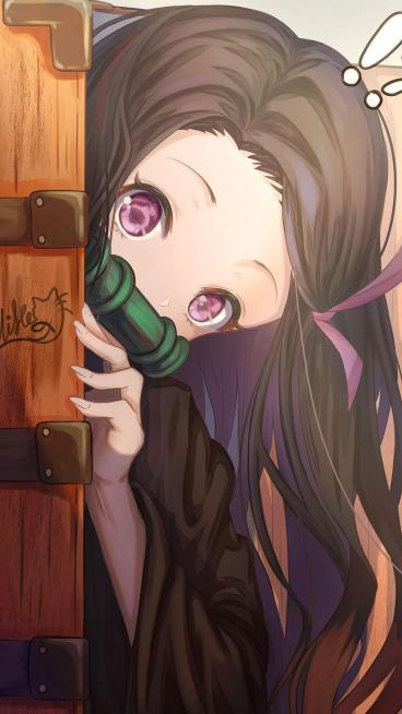 Nezuko Behind the Door - Related Anime Wallpapers wallpaper