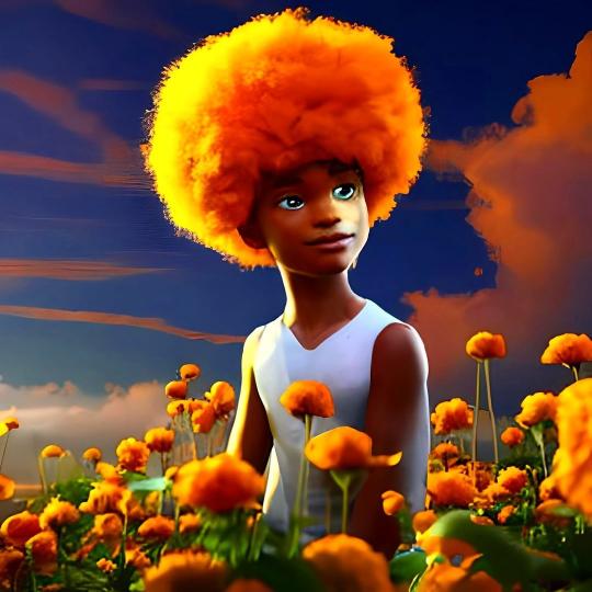 Orange Afro Flower Field - Related Anime Wallpapers wallpaper